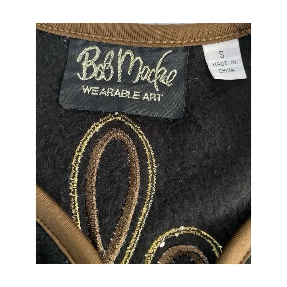Bob Mackie Sz S Wearable Art Fleece Jacket L/S Women's Embroidered Full Zip - Picture 4 of 8
